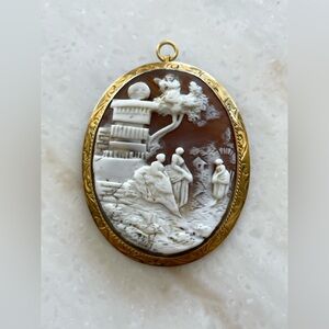 Victorian era 1850-80-ish cameo hand carved pendant- brooch